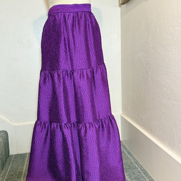 Zara tiered, pleated, maxi skirt in purple - Picture 1 of 6